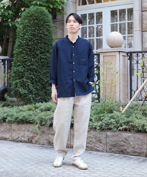 OMNIGOD（オムニゴッド）の「[OMNIGOD mens / オムニゴッド] リヨセルリネンポプリン スタンドカラーワークシャツ（シャツ/ブラウス・メンズ・ホワイト/ネイビー/ブラック・2/3/4）」の4枚目の写真