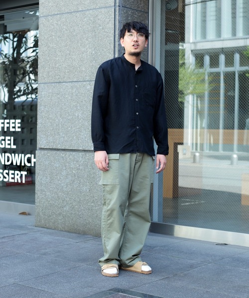 OMNIGOD（オムニゴッド）の「[OMNIGOD mens / オムニゴッド] リヨセルリネンポプリン スタンドカラーワークシャツ（シャツ/ブラウス・メンズ・ホワイト/ネイビー/ブラック・2/3/4）」の5枚目の写真