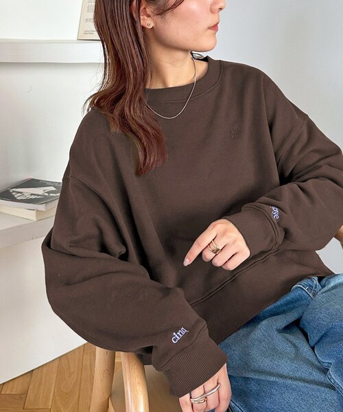 DISCOAT(ディスコート)の「【新色追加/WEB限定】袖ロゴ刺繍ショートスウェット(Tシャツ/カットソー・レディース・チャコールグレー/グレー/ライトベージュ/グレー系その他/ピンクベージュ/グレー系その他2/ブラウン・MEDIUM)」の5枚目の写真
