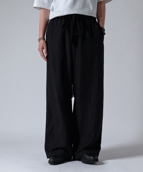 新品未使用　かぐれ　リネンレーヨンイージーパンツ　BLACK かぐれ - 【BLACK】【FREE】リネンレーヨンイージーパンツの通販