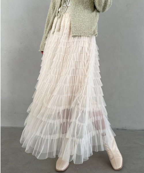 MYMOOD.（マイムード）の「チュールティアードスカート（スカート・レディース・ブラック/アイボリー/グレー・FREE）」の3枚目の写真