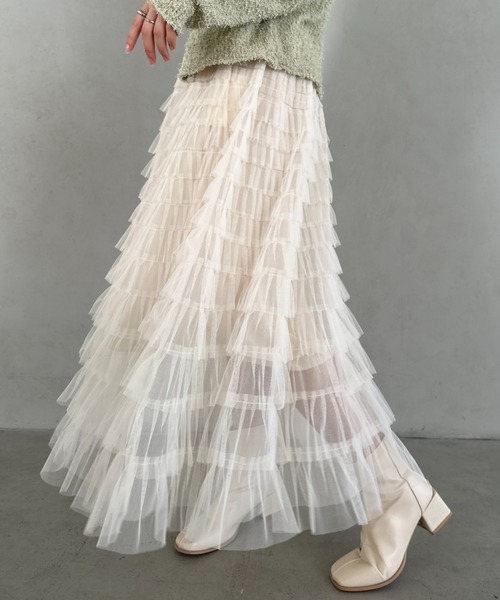 MYMOOD.（マイムード）の「チュールティアードスカート（スカート・レディース・ブラック/アイボリー/グレー・FREE）」の22枚目の写真