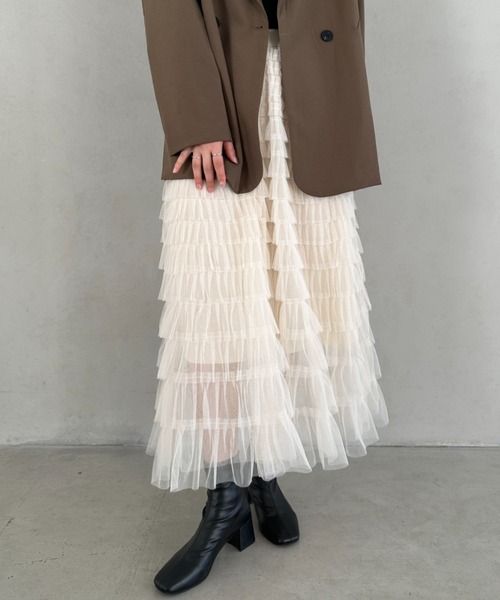 MYMOOD.（マイムード）の「チュールティアードスカート（スカート・レディース・ブラック/アイボリー/グレー・FREE）」の13枚目の写真
