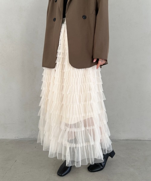 MYMOOD.（マイムード）の「チュールティアードスカート（スカート・レディース・ブラック/アイボリー/グレー・FREE）」の14枚目の写真