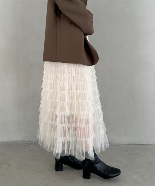 MYMOOD.（マイムード）の「チュールティアードスカート（スカート・レディース・ブラック/アイボリー/グレー・FREE）」の15枚目の写真