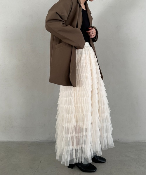 MYMOOD.（マイムード）の「チュールティアードスカート（スカート・レディース・ブラック/アイボリー/グレー・FREE）」の17枚目の写真