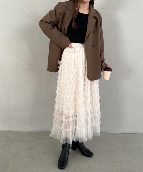 MYMOOD.（マイムード）の「チュールティアードスカート（スカート・レディース・ブラック/アイボリー/グレー・FREE）」の19枚目の写真