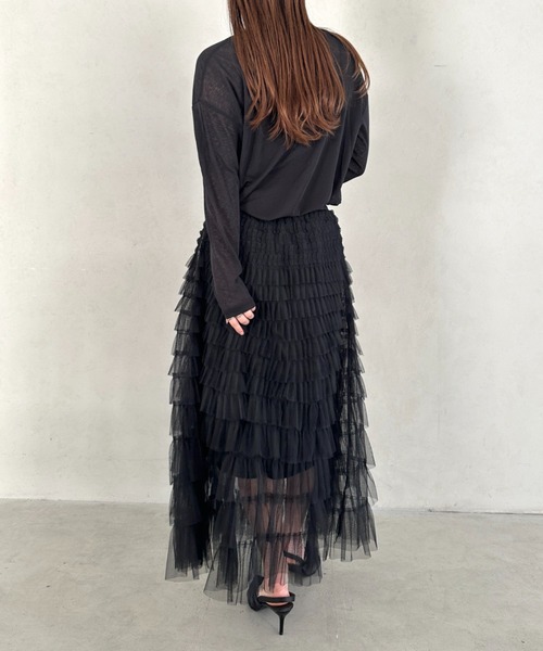 MYMOOD.（マイムード）の「チュールティアードスカート（スカート・レディース・ブラック/アイボリー/グレー・FREE）」の4枚目の写真
