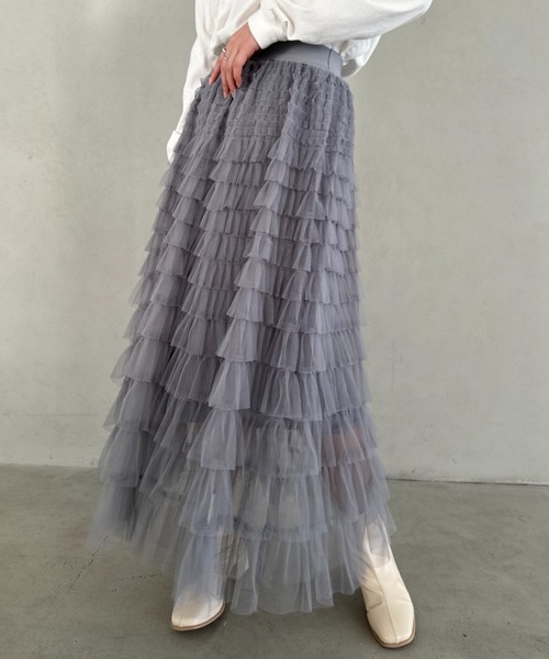MYMOOD.（マイムード）の「チュールティアードスカート（スカート・レディース・ブラック/アイボリー/グレー・FREE）」の9枚目の写真