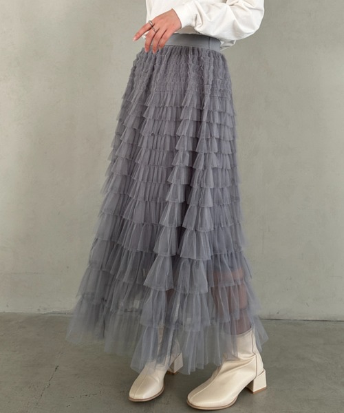 MYMOOD.（マイムード）の「チュールティアードスカート（スカート・レディース・ブラック/アイボリー/グレー・FREE）」の10枚目の写真