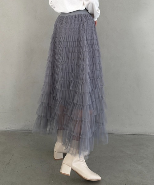 MYMOOD.（マイムード）の「チュールティアードスカート（スカート・レディース・ブラック/アイボリー/グレー・FREE）」の11枚目の写真