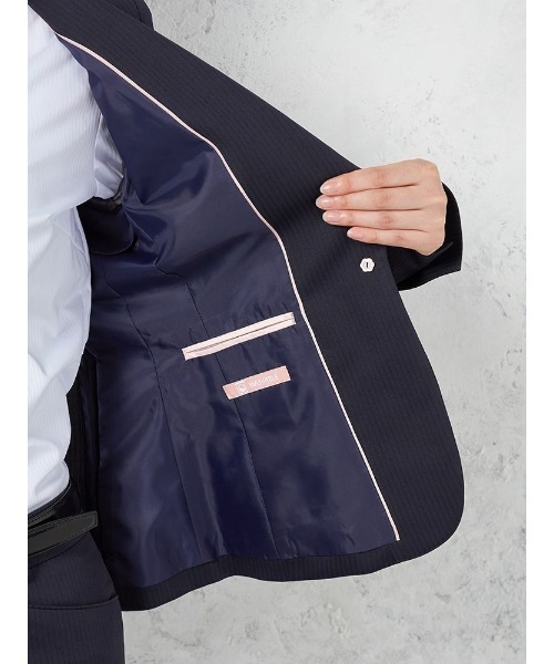 ウォッシャブル】ジャケット 1つボタン ニット ストレッチ ネイビー