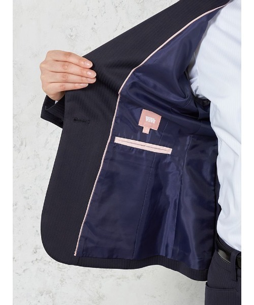 ウォッシャブル】ジャケット 1つボタン ニット ストレッチ ネイビー