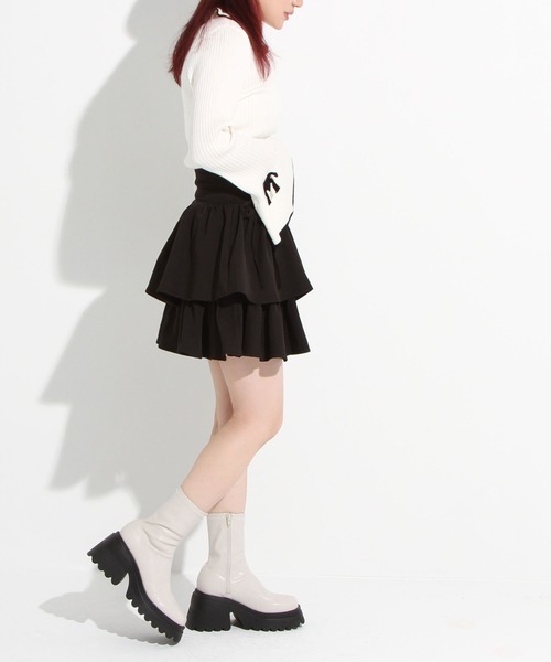 DearMyLoveRose(ディアマイラブローズ)の「厚底ストレッチフィットショートブーツ 【大きいサイズ有】(ブーツ・レディース・ブラック/ブラウン/オフホワイト・22.5cm/23cm/23.5cm/24cm/24.5cm/25cm)」の10枚目の写真