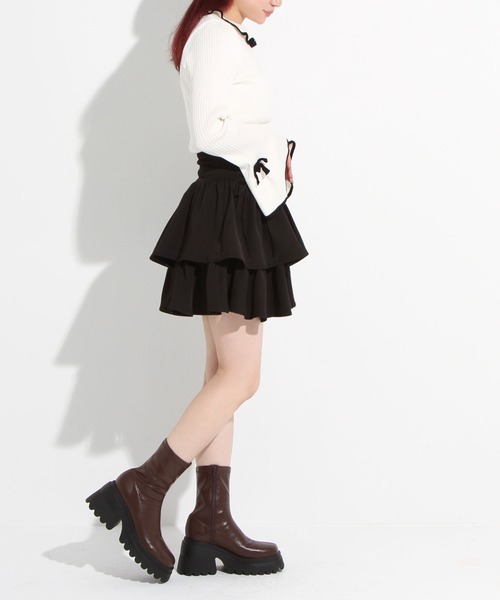 DearMyLoveRose(ディアマイラブローズ)の「厚底ストレッチフィットショートブーツ 【大きいサイズ有】(ブーツ・レディース・ブラック/ブラウン/オフホワイト・22.5cm/23cm/23.5cm/24cm/24.5cm/25cm)」の13枚目の写真