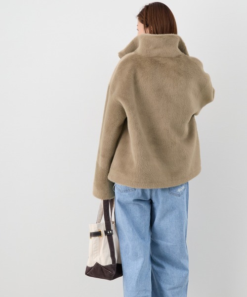 【美品】MICA & DEAL スタンドカラーブルゾン 黒リネン混 24SS MICA＆DEAL｜接触冷感/吸水速乾-スタンドカラーシアーブルゾン