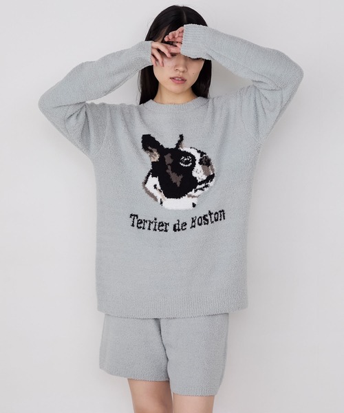 forksy.(フォルクシー)の「【forksy.】ルームウェア DOGジャガードプルオーバー&パンツ セット(ルームウェア/パジャマ・レディース・ブラック/オフホワイト/ピンク/ホワイト系/ホワイト系2/ライトブルー・FREE/LONG/SHORT)」の5枚目の写真