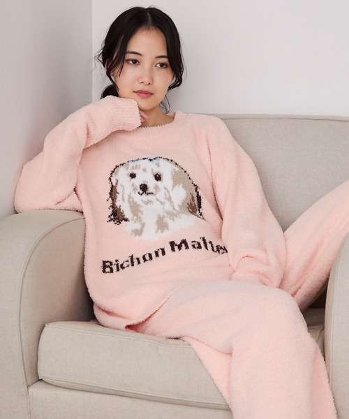 forksy.(フォルクシー)の「【forksy.】ルームウェア DOGジャガードプルオーバー&パンツ セット(ルームウェア/パジャマ・レディース・ブラック/オフホワイト/ピンク/ホワイト系/ホワイト系2/ライトブルー・FREE/LONG/SHORT)」の11枚目の写真