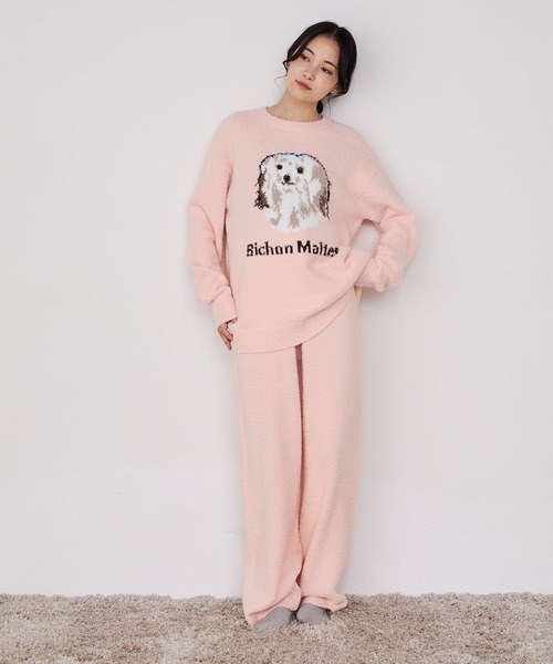 forksy.(フォルクシー)の「【forksy.】ルームウェア DOGジャガードプルオーバー&パンツ セット(ルームウェア/パジャマ・レディース・ブラック/オフホワイト/ピンク/ホワイト系/ホワイト系2/ライトブルー・FREE/LONG/SHORT)」の13枚目の写真
