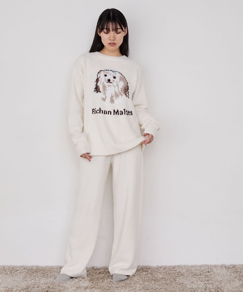 forksy.】ルームウェア DOGジャガードプルオーバー＆パンツ セット 