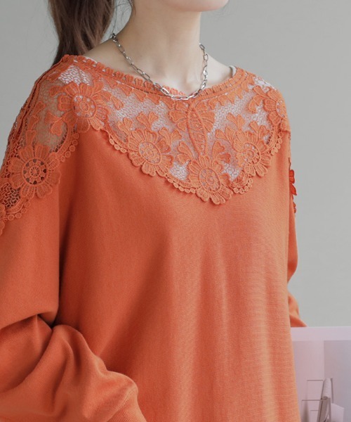 HUG.U(ハグユー)の「デコルテ刺繍ニット(ニット/セーター・レディース・ブラック/ホワイト/グレー/オレンジ・FREE)」の15枚目の写真