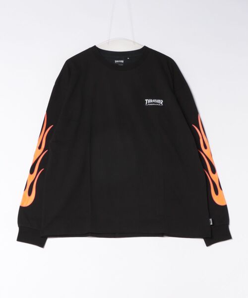 THRASHER(スラッシャー)の「【THRASHER / スラッシャー】フレイムロゴ刺繍 ロングスリーブTシャツ(Tシャツ/カットソー・メンズ・アッシュグレー/ブラック/ホワイト/ブラック系3/ブラック系2/ライトグレー系2/ホワイト系2・MEDIUM/LARGE/X-LARGE)」の6枚目の写真