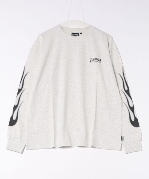 THRASHER(スラッシャー)の「【THRASHER / スラッシャー】フレイムロゴ刺繍 ロングスリーブTシャツ(Tシャツ/カットソー・メンズ・アッシュグレー/ブラック/ホワイト/ブラック系3/ブラック系2/ライトグレー系2/ホワイト系2・MEDIUM/LARGE/X-LARGE)」の7枚目の写真