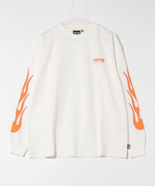 【THRASHER / スラッシャー】フレイムロゴ刺繍 ロングスリーブTシャツ（Tシャツ/カットソー）｜THRASHER（スラッシャー）