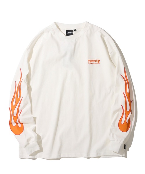 THRASHER（スラッシャー）の「【THRASHER / スラッシャー】フレイムロゴ刺繍 ロングスリーブTシャツ（Tシャツ/カットソー・メンズ・アッシュグレー/ブラック/ホワイト・MEDIUM/LARGE/X-LARGE）」の2枚目の写真