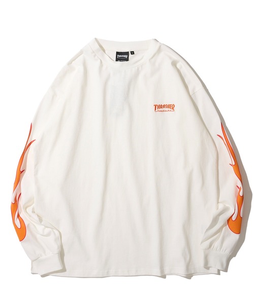 THRASHER（スラッシャー）の「【THRASHER / スラッシャー】フレイムロゴ刺繍 ロングスリーブTシャツ（Tシャツ/カットソー・メンズ・アッシュグレー/ブラック/ホワイト・MEDIUM/LARGE/X-LARGE）」の4枚目の写真