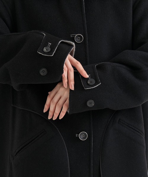 カシミヤ－コート リバーシブル 両面 ブラック THE TOKYO/ザトウキョウ】CASHMERE REVERSIBLE OVER COAT