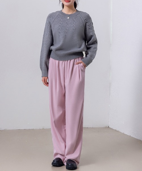 DAY CLOSET（デイ クローゼット）の「レディース 長袖まろやかケーブル編みハイゲージリブニットプルオーバー（ニット/セーター・レディース・ネイビー/キナリ/グレー/レッド/ホワイト・FREE）」の20枚目の写真