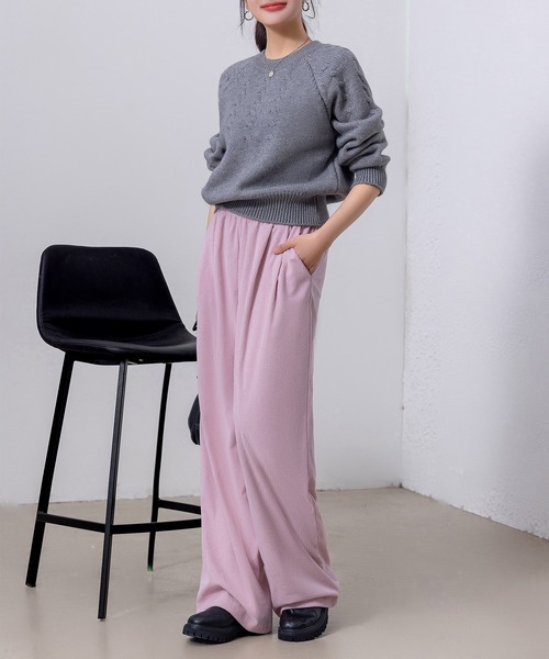 DAY CLOSET（デイ クローゼット）の「レディース 長袖まろやかケーブル編みハイゲージリブニットプルオーバー（ニット/セーター・レディース・ネイビー/キナリ/グレー/レッド/ホワイト・FREE）」の21枚目の写真