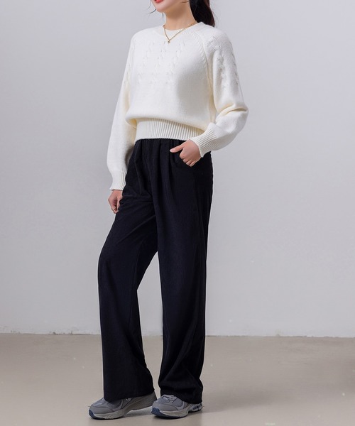 DAY CLOSET（デイ クローゼット）の「レディース 長袖まろやかケーブル編みハイゲージリブニットプルオーバー（ニット/セーター・レディース・ネイビー/キナリ/グレー/レッド/ホワイト・FREE）」の9枚目の写真