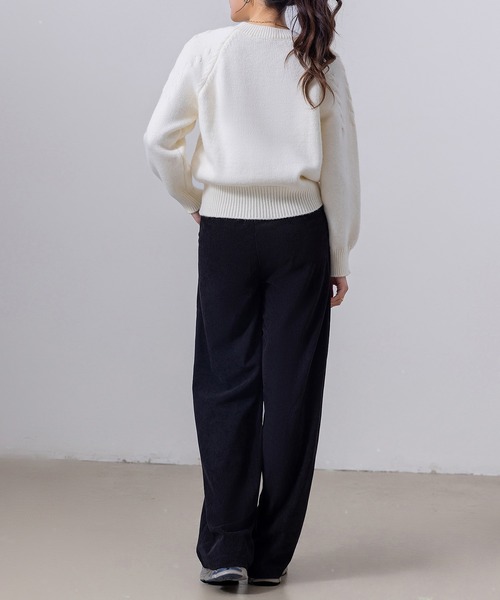 DAY CLOSET（デイ クローゼット）の「レディース 長袖まろやかケーブル編みハイゲージリブニットプルオーバー（ニット/セーター・レディース・ネイビー/キナリ/グレー/レッド/ホワイト・FREE）」の10枚目の写真