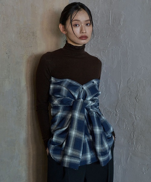 marjour(マージュール)の「SHEER TURTLE KNIT(ニット/セーター・レディース・ブラウン/レッド/オフホワイト・MEDIUM)」の18枚目の写真