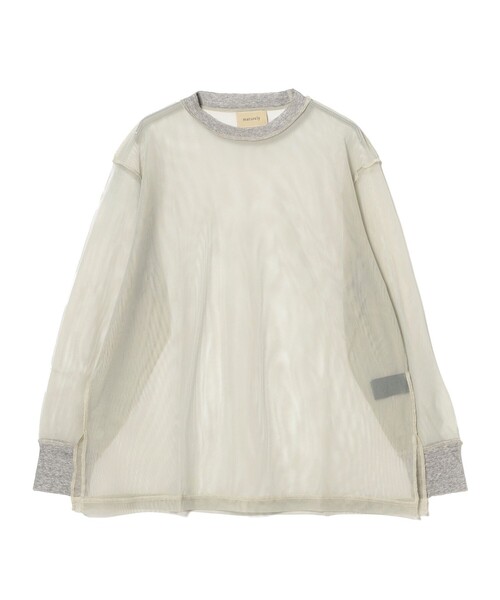 tシャツ maturely / シャンブレー インサイドアウト ロングスリーブ レディース セール】maturely / シャンブレー インサイドアウト ロング