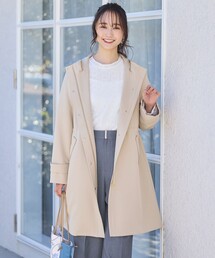 希少♡紬 総柄 フーデットロングコート 薄手 水玉 シルク紬麻炭染めコート月下美人（げっかびじん） | 石見銀山 群