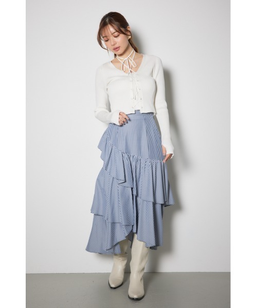 rienda（リエンダ）の「レースアップリブニットトップス（ニット/セーター・レディース・ブラック/ライトブルー/ホワイト/ベージュ・FREE）」の17枚目の写真