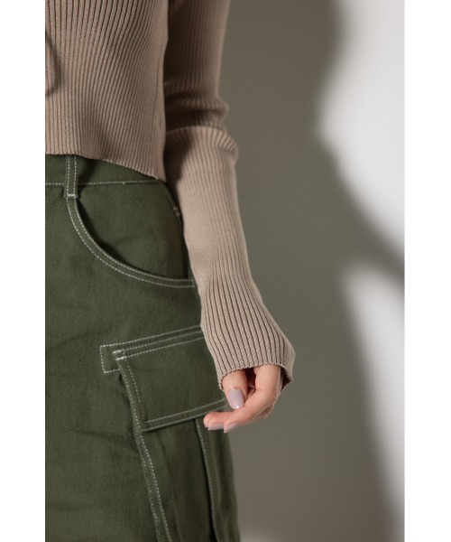 rienda（リエンダ）の「レースアップリブニットトップス（ニット/セーター・レディース・ブラック/ライトブルー/ホワイト/ベージュ・FREE）」の9枚目の写真