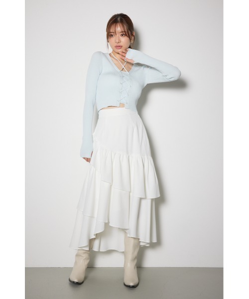 rienda（リエンダ）の「レースアップリブニットトップス（ニット/セーター・レディース・ブラック/ライトブルー/ホワイト/ベージュ・FREE）」の11枚目の写真