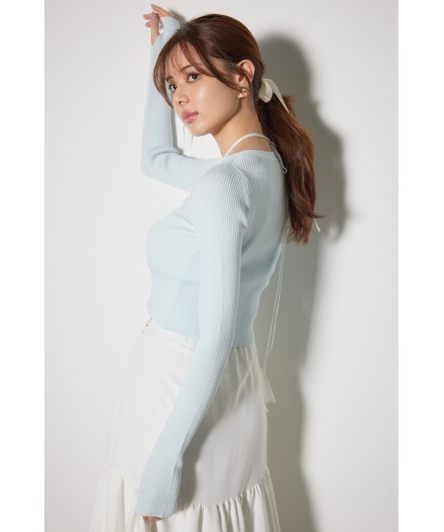 rienda（リエンダ）の「レースアップリブニットトップス（ニット/セーター・レディース・ブラック/ライトブルー/ホワイト/ベージュ・FREE）」の14枚目の写真
