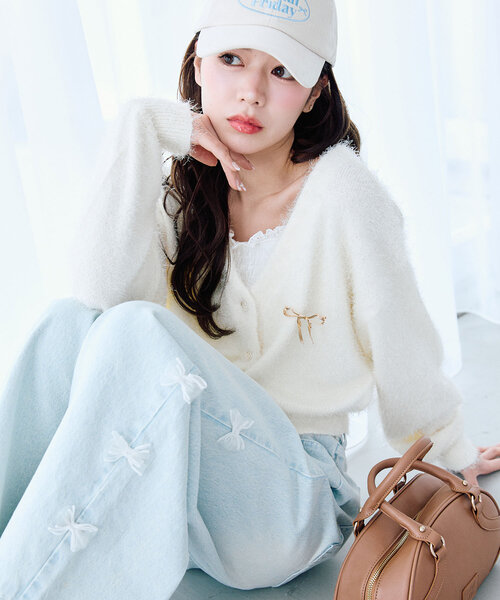 OLIVE des OLIVE(オリーブデオリーブ)の「サイドラインリボンデニムパンツ(その他パンツ・レディース・ピンク/ブルー/サックスブルー・SMALL/MEDIUM)」の16枚目の写真