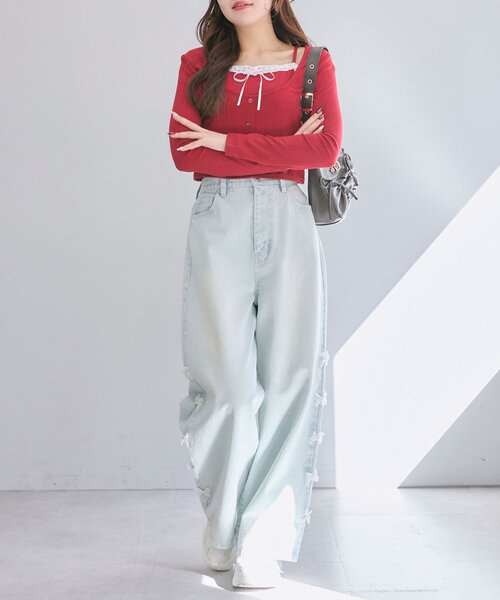 OLIVE des OLIVE(オリーブデオリーブ)の「サイドラインリボンデニムパンツ(その他パンツ・レディース・ピンク/ブルー/サックスブルー・SMALL/MEDIUM)」の20枚目の写真