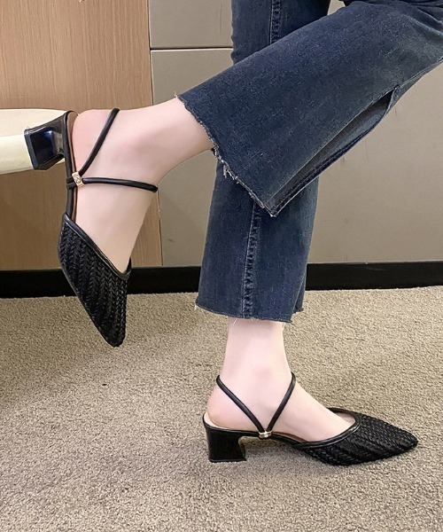 SHEPP（シープ）の「ポインテッドトゥレースミュールパンプス（パンプス・レディース・ホワイト/ブラック・L/M/S）」の12枚目の写真