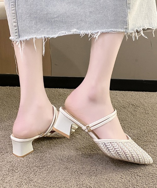 SHEPP（シープ）の「ポインテッドトゥレースミュールパンプス（パンプス・レディース・ホワイト/ブラック・L/M/S）」の16枚目の写真