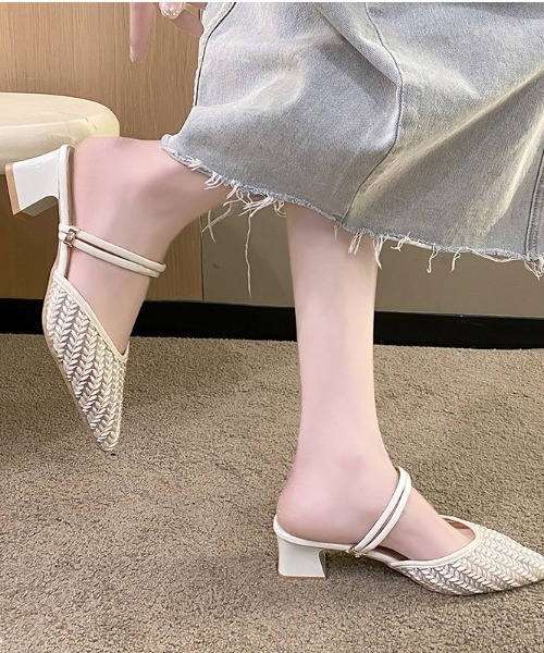SHEPP（シープ）の「ポインテッドトゥレースミュールパンプス（パンプス・レディース・ホワイト/ブラック・L/M/S）」の19枚目の写真