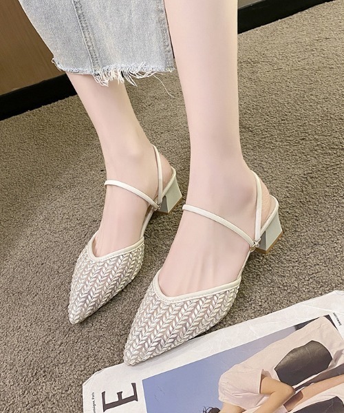 SHEPP（シープ）の「ポインテッドトゥレースミュールパンプス（パンプス・レディース・ホワイト/ブラック・L/M/S）」の17枚目の写真