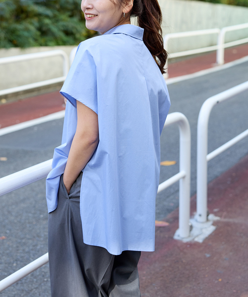 JOURNAL STANDARD（ジャーナルスタンダード）の「ポンチョワイドシャツ（シャツ/ブラウス・レディース・ホワイト/ネイビー/サックスブルー・FREE）」の19枚目の写真