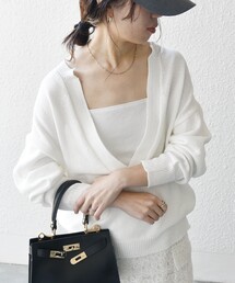 SHIPS any:〈手洗い可能〉バルキー シアー Vネック ニット プルオーバー